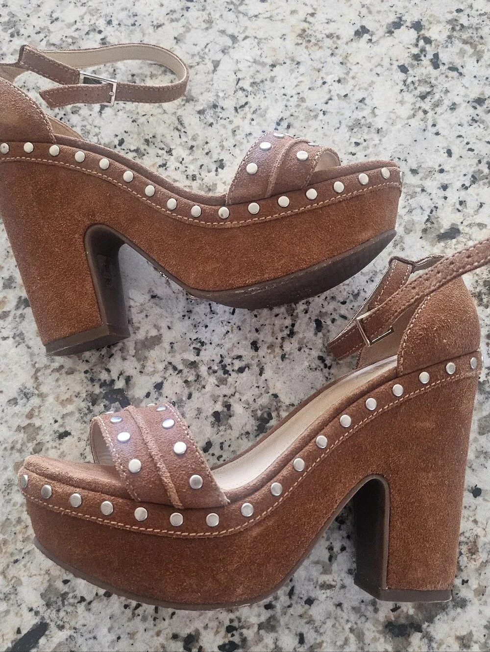 Schutz Tora Studded Suede Platform Sandals